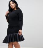 Asos Curve Pu Pephem Mini Dress - Black