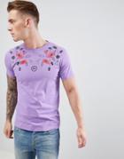 Hype T-shirt With Rose Print In Purple - Purple