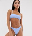 Missguided Mix And Match Strappy Bikini Top In Blue - Blue