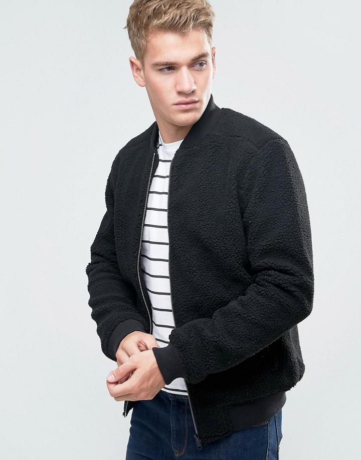 Threadbare Faux Sheepskin Jacket - Black