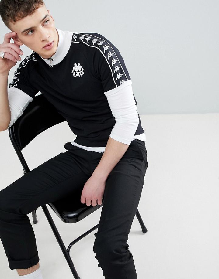 Kappa T-shirt With Banda Taping In Black - Black
