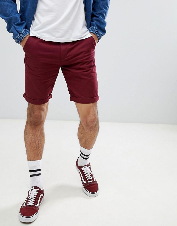 New Look Regular Fit Chino Short In Burgundy - Red