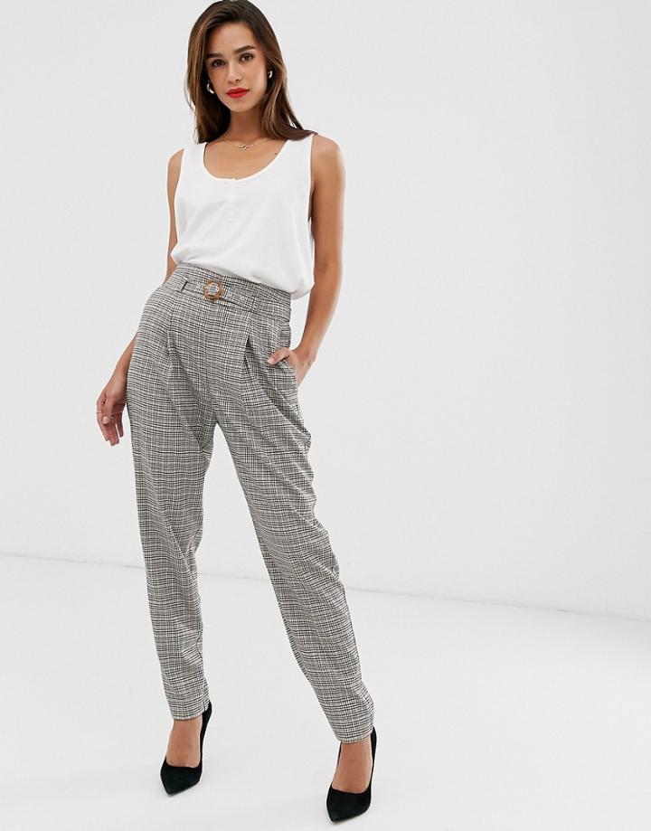Mango Belted Houndstooth Check Pants In Multi