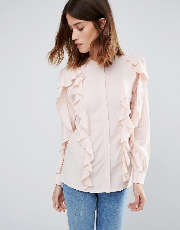 Warehouse Ruffle Blouse - Pink