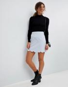 Asos Tailored A-line Mini Skirt With Scallop Hem - Gray