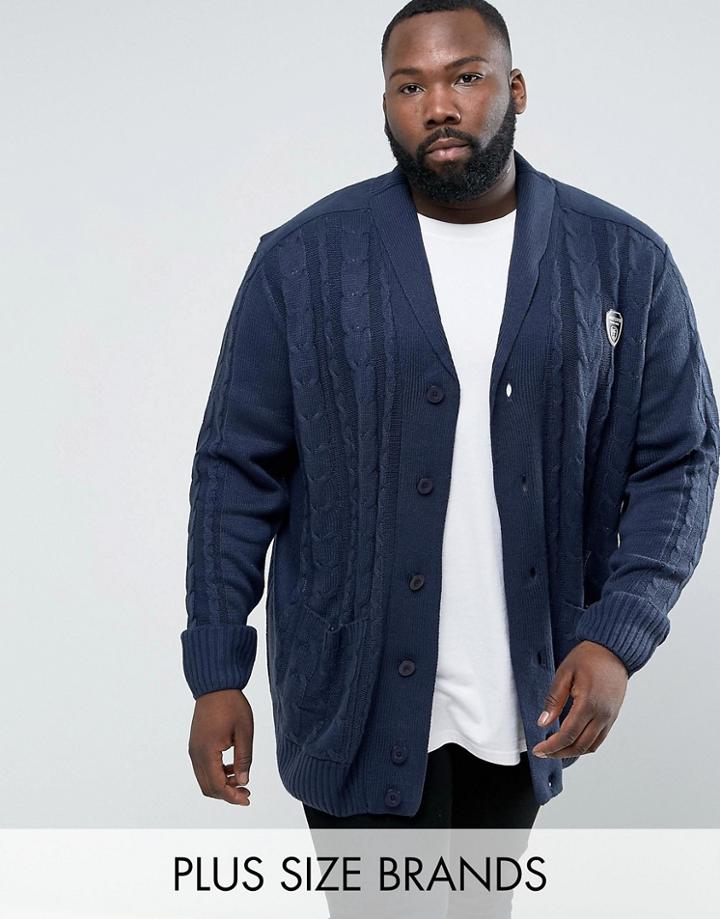 Loyalty And Faith Plus Shawl Neck Cardigan - Navy