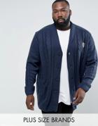 Loyalty And Faith Plus Shawl Neck Cardigan - Navy
