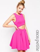Asos Petite Premium Cutout Skater Dress In Bonded Scuba - Pink