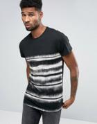 Religion Faded Stripe Print T-shirt - Black