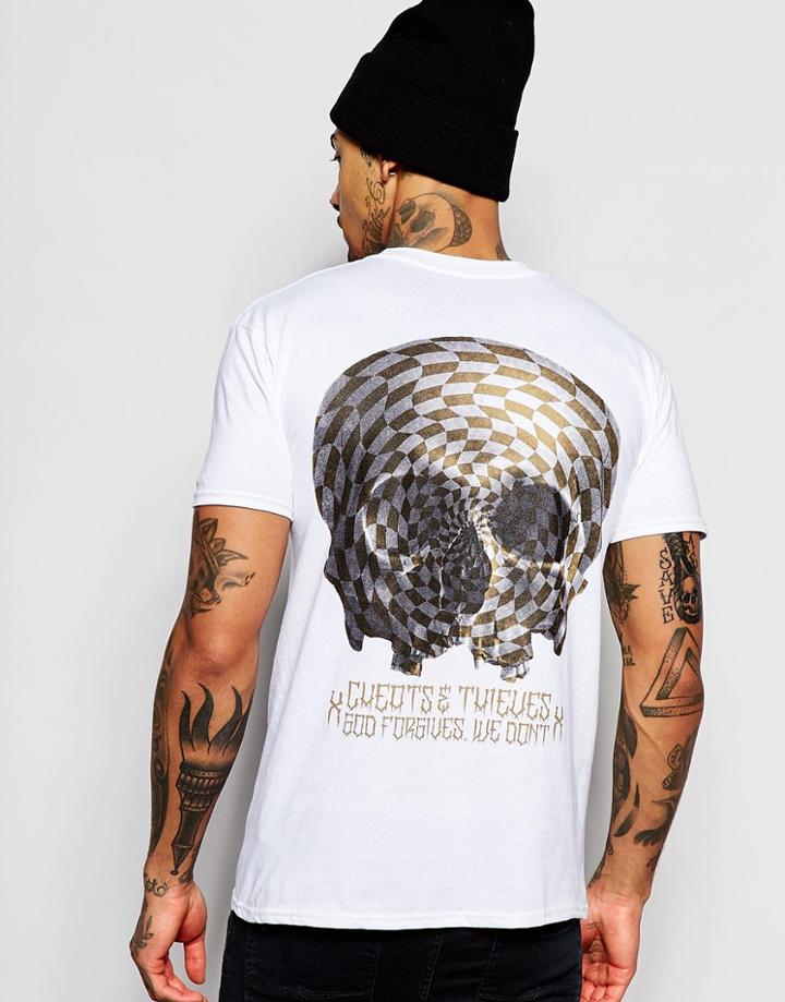 Cheats & Thieves T-shirt Skull - White