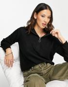 Vero Moda Zip Funnel Neck Sweater In Black