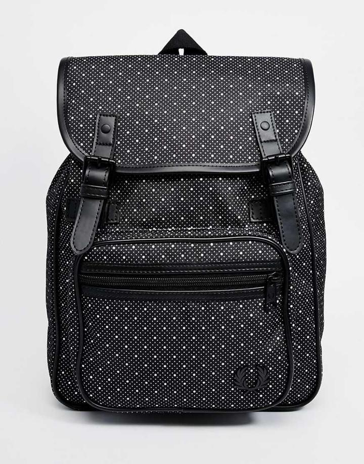 Fred Perry Backpack In Polka Dot Canvas - Black