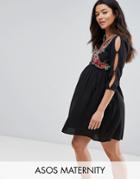 Asos Maternity Dress With Embroidery - Black