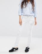 Only Coral Superlow Ripped Skinny Jeans - White