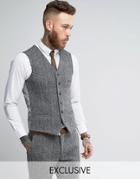 Heart & Dagger Harris Tweed Skinny Vest - Gray