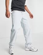 Asos Design Baggy Jeans In Bleach Wash-blues