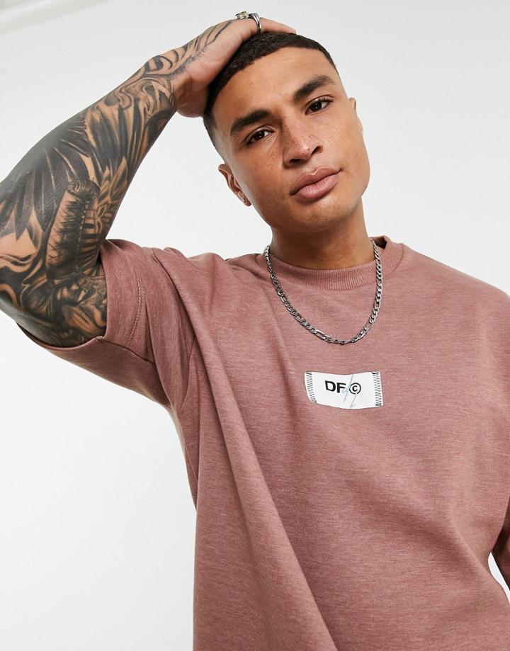 Asos Dark Future Oversized T-shirt In Heavyweight Neoprene With Logo Woven Badge In Brown