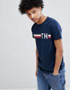 Tommy Hilfiger Icon Stripe Th Logo T-shirt In Navy - Navy