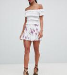 Fashion Union Petite High Waist Shorts In Vintage Floral Co-ord - White