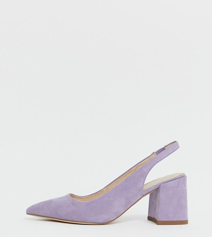 Asos Design Wide Fit Samson Slingback Mid Heels In Lilac-purple