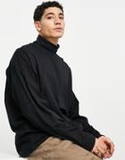 Asos Design Long Sleeve Oversized T Shirt With Roll Neck In Black