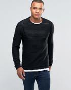 Brave Soul Ribbed Crew Nexk Jumper - Black