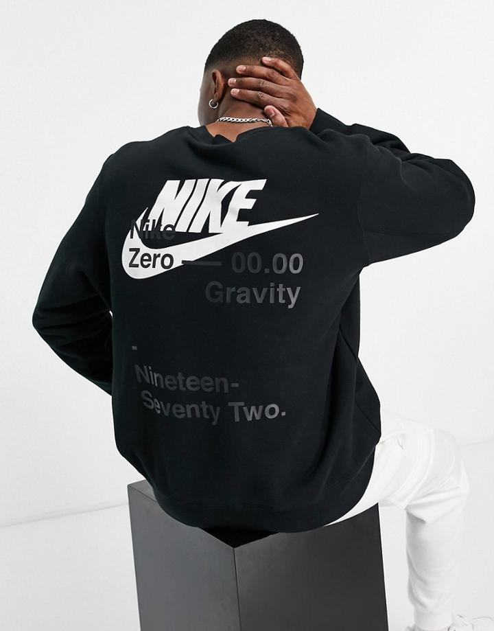 Nike Zero Gravity Pack Photo Print Crew Neck Fleece Sweatshirt In Black