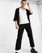 Asos Design Oversized Viscose Open Shirt In Black