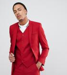 Asos Design Tall Skinny Suit Jacket In Scarlet Red - Red