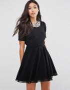 Asos Embellished Floral Crop Top Mini Dress - Black