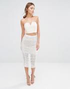 New Look Premium Ladder Insert Lace Pencil Skirt - White