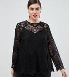 River Island Plus Lace Blouse In Black - Black