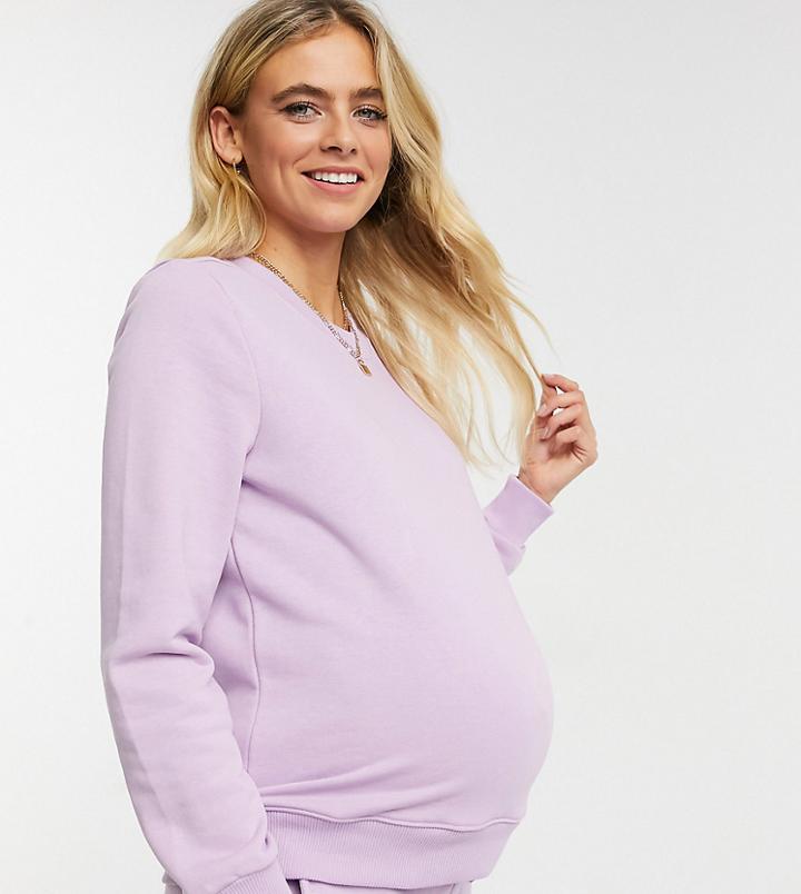 Pieces Maternity Sweatshirt In Lilac - Part Of A Set-multi