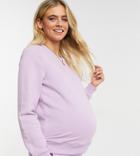 Pieces Maternity Sweatshirt In Lilac - Part Of A Set-multi