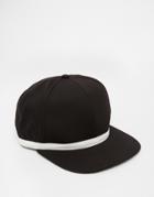 Asos Snapback Cap In Black Mesh With Contrast White Tape - Black
