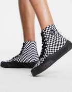 Kaltur High Top Sneakers In Checkerboard Printed Canvas - Multi
