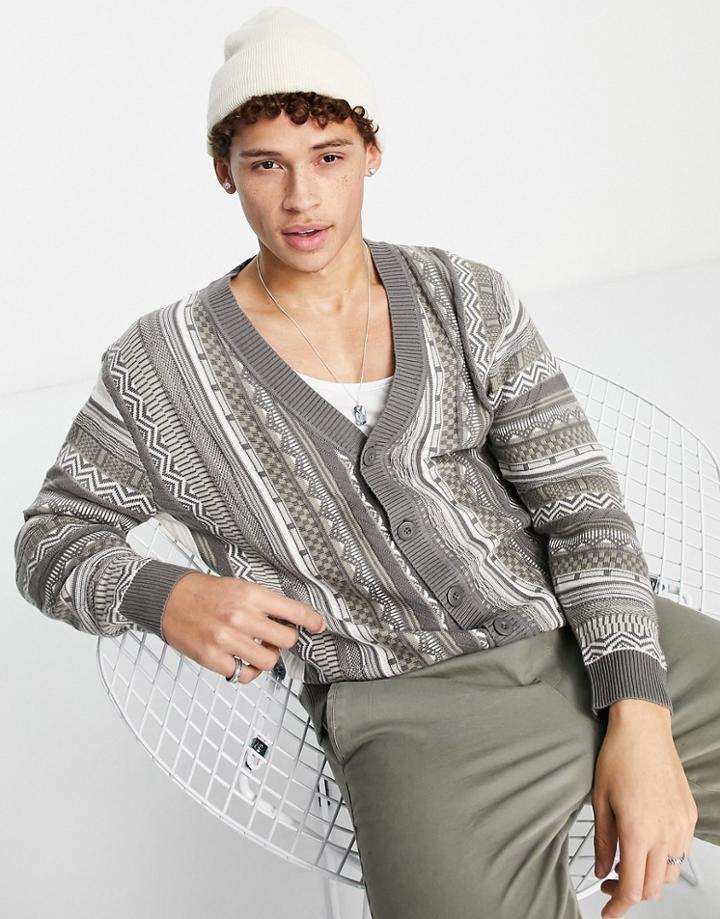 Hollister Pattern Stripe Knit Cardigan In Multi