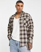 Topman Oversized Check Shirt In Brown