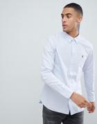 Allsaints Long Sleeve Shirt In Blue With Logo - Blue