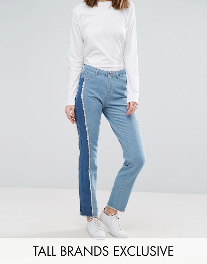 Daisy Street Tall Skinny Jean With Patchwork Side Stripe - Blue