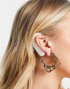 Topshop Texture Square Oversized Hoop Earrings In Gold
