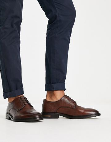 Walk London Oliver Lace Up Shoes In Brown Leather