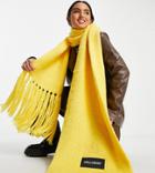 Collusion Unisex Fluffy Knit Scarf In Yellow