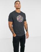 Pretty Green Thornley Paisley Print Logo T-shirt In Gray