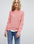 Vero Moda Cable Knit Sweater - Pink
