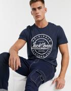 Jack And Jones Originals Logo T-shirt With Square Print-navy