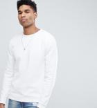 Asos Design Tall Sweatshirt In White Pique - White
