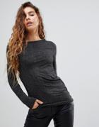 Cheap Monday Glitter Gathered Long Sleeved Top - Black
