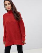 French Connection Long High Neck Sweater-orange