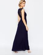 Elise Ryan Maxi Dress With Lace Back Detail - Navy